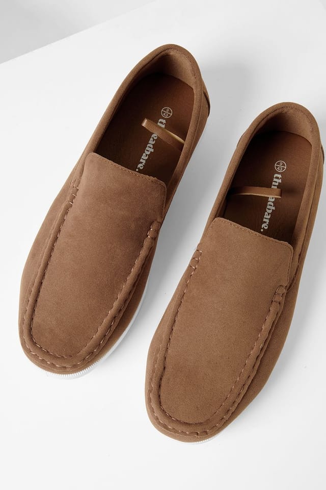 Threadbare Threadbare Men's Faux Suede Slip On Loafers in Taupe - 2