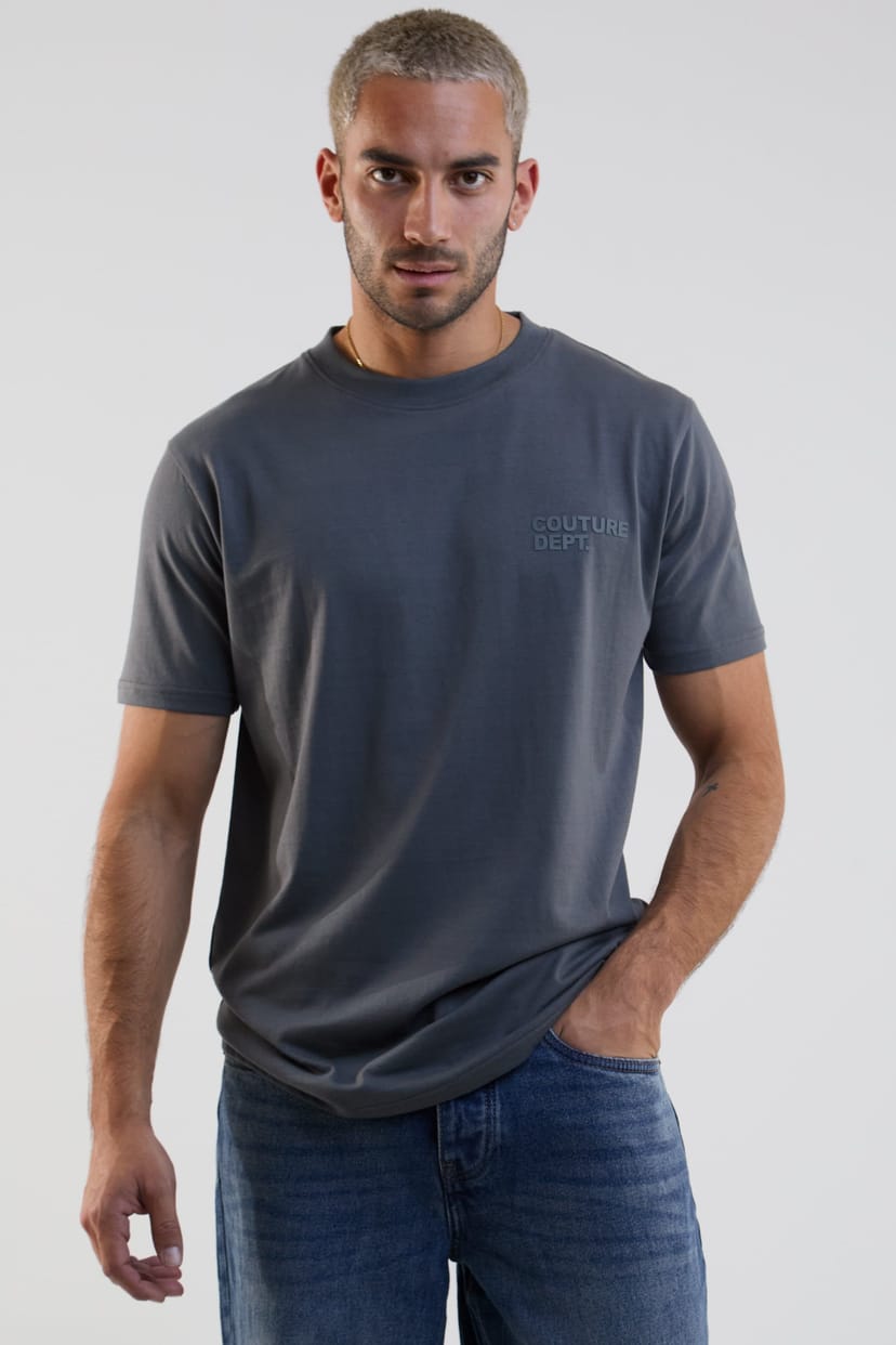 BCouture BCouture Men's Regular Fit Cotton T-Shirt in Dark Grey - 1