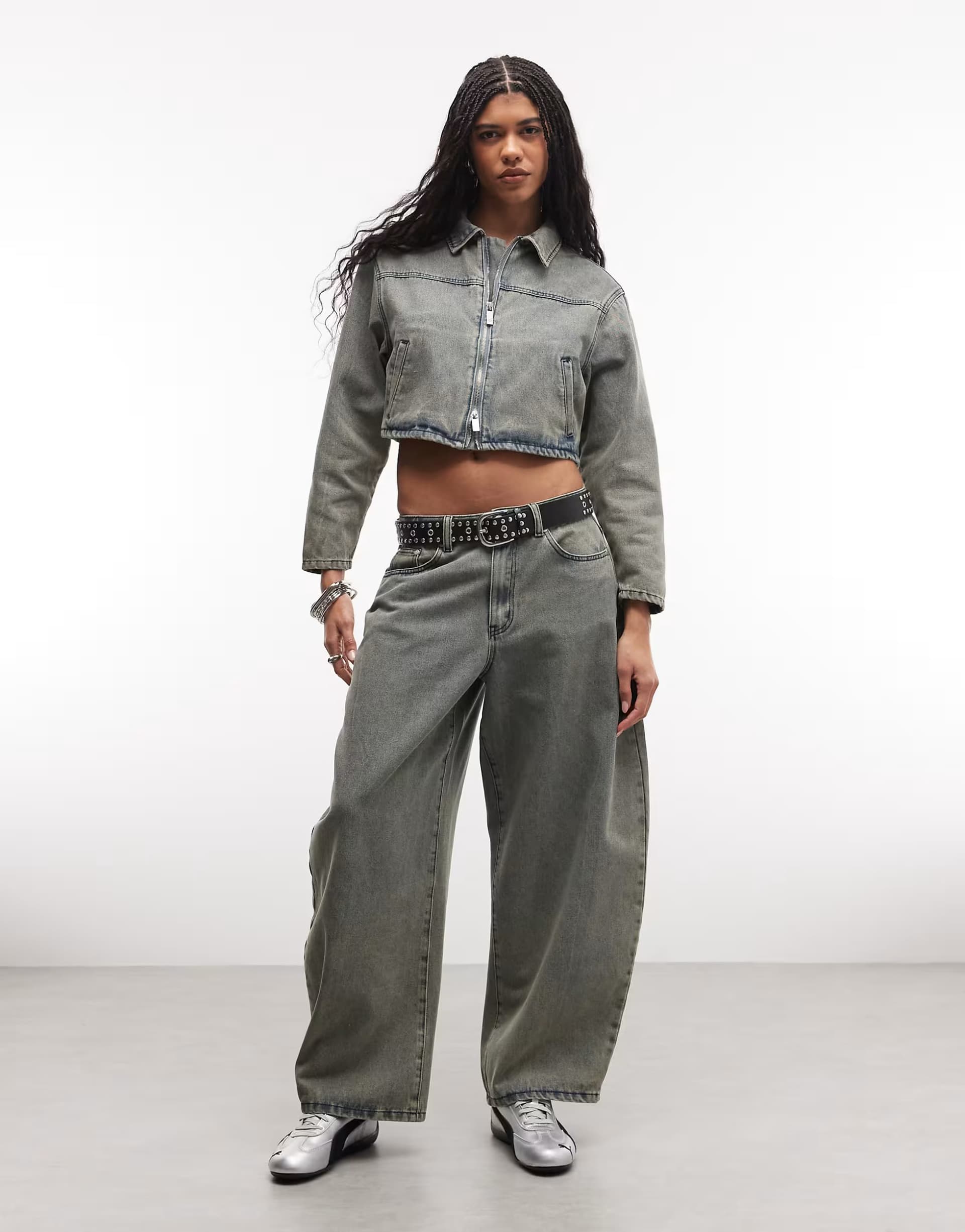 ASOS Liquor N Poker textured denim horseshoe jeans co-ord in tinted wash