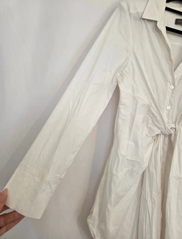 Mint Velvet Ladies size 14 Mint Velvet White Long Sleeve Button-Up Shirt Front Tie Detail