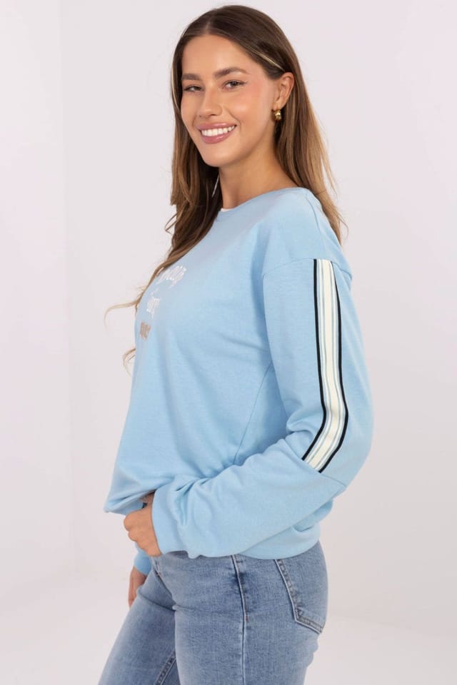 Love Lace Love Lace Women's Oversized Cotton Blend Sweatshirt with Stripes in Blue - 2