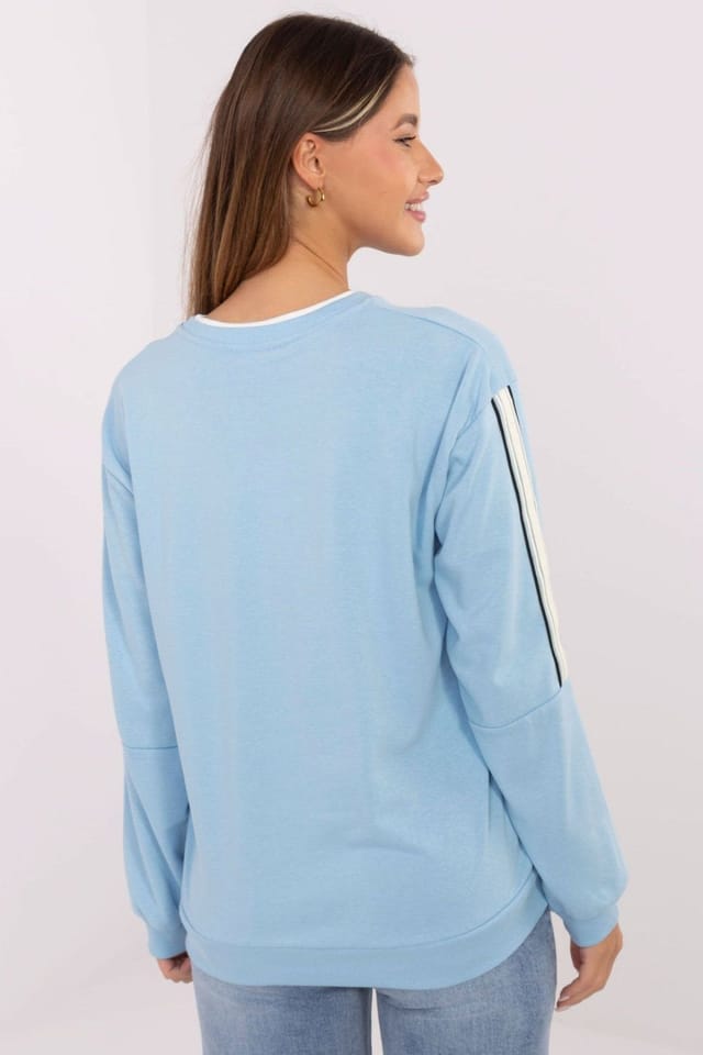 Love Lace Love Lace Women's Oversized Cotton Blend Sweatshirt with Stripes in Blue - 3