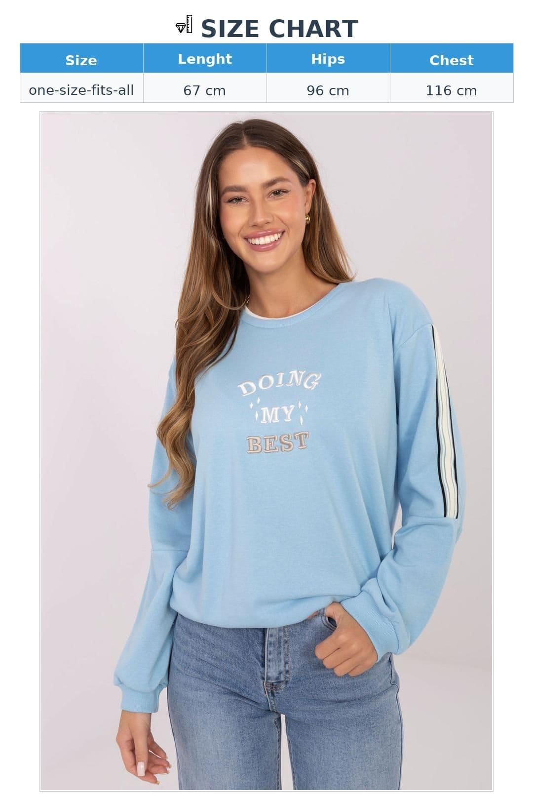 Love Lace Love Lace Women's Oversized Cotton Blend Sweatshirt with Stripes in Blue - 4