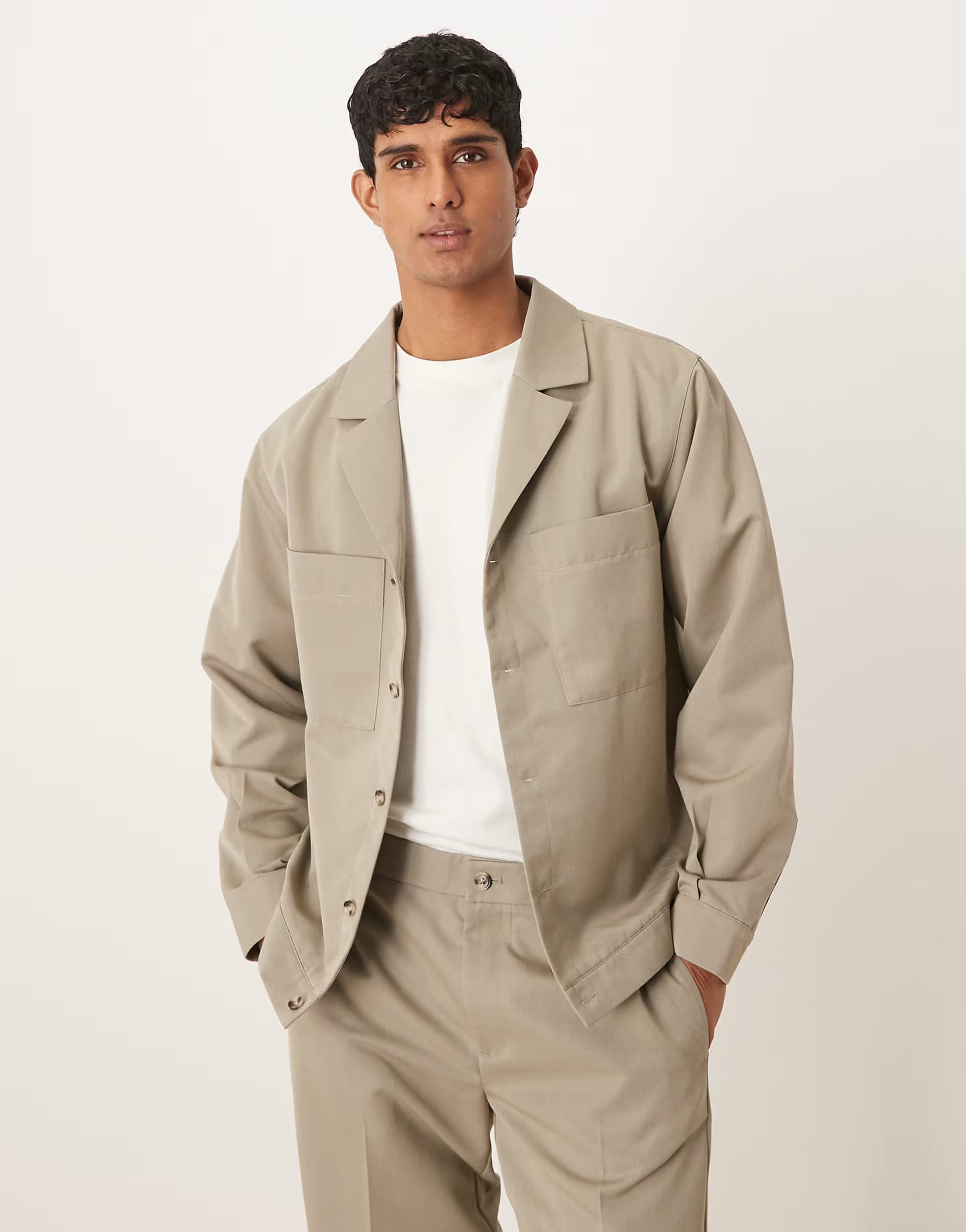ASOS ASOS DESIGN smart co-ord revere shacket in sage