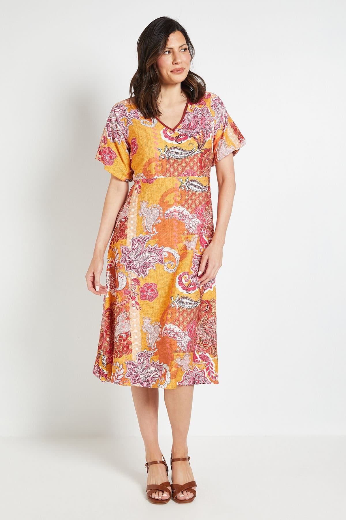 Wallis Wallis Women's Summer Paisley Midi Dress in Mustard