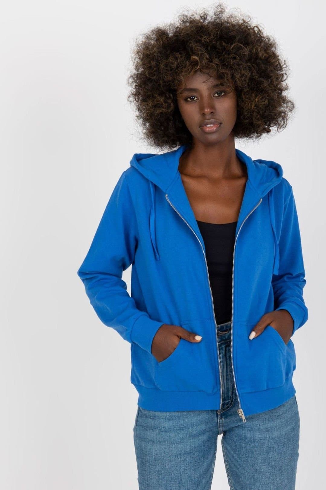 Love Lace Love Lace Women's Long Sleeve Zip Hoodie with Front Pockets in Blue