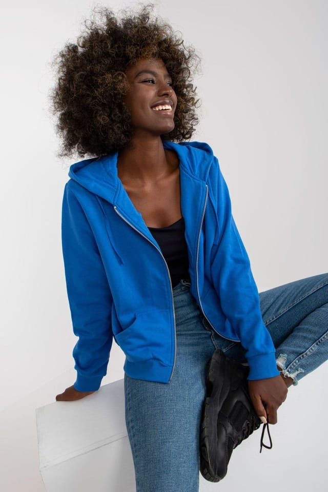 Love Lace Love Lace Women's Long Sleeve Zip Hoodie with Front Pockets in Blue - 2