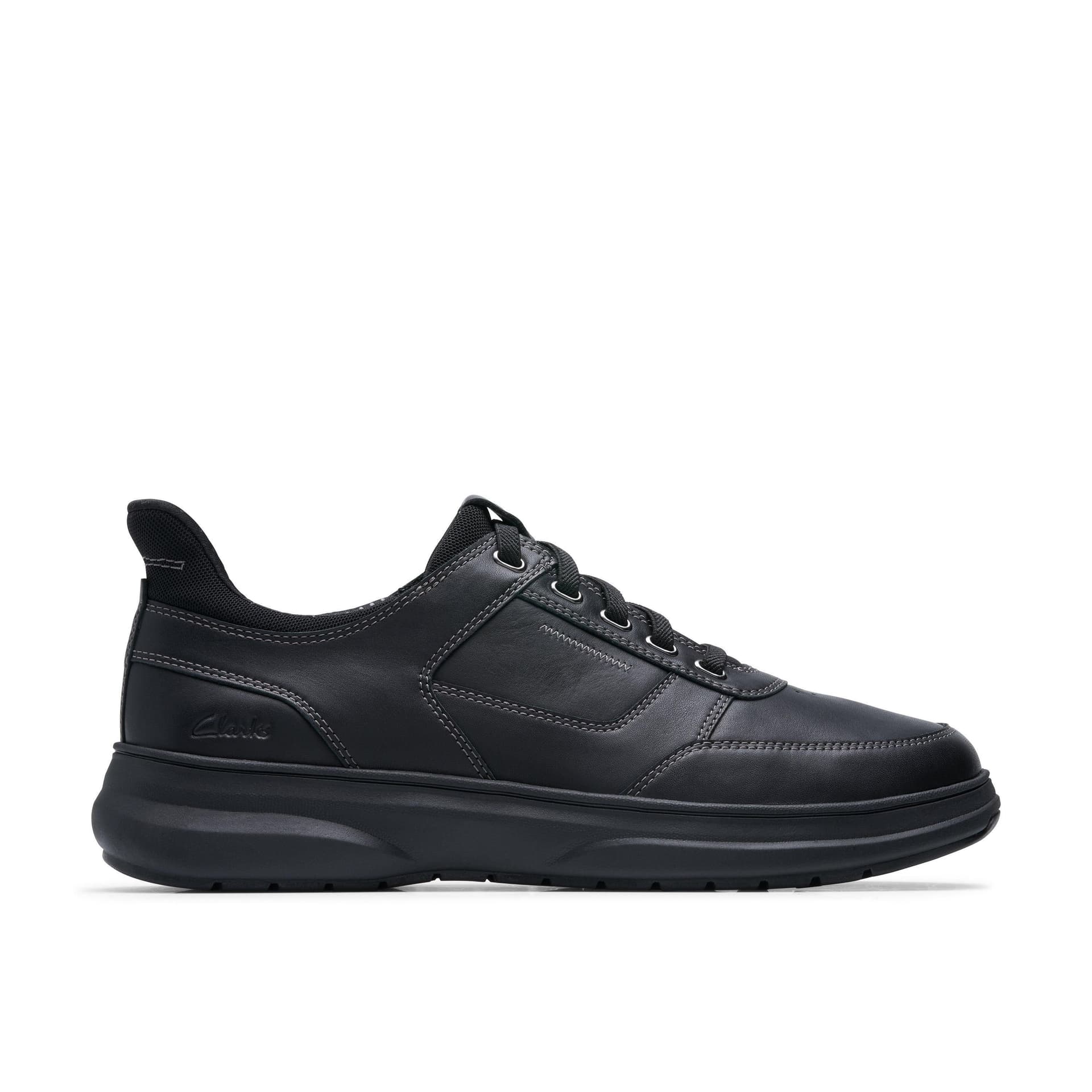 Clarks Clarks Men's Mullan Easy Black Leather Lace Up, Trainers