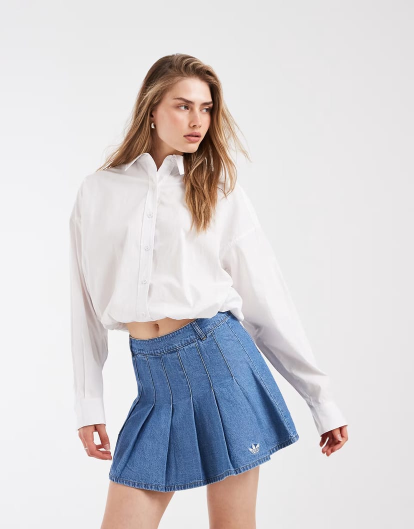 ASOS adidas Originals Denim pleated skirt in indigo denim - 1