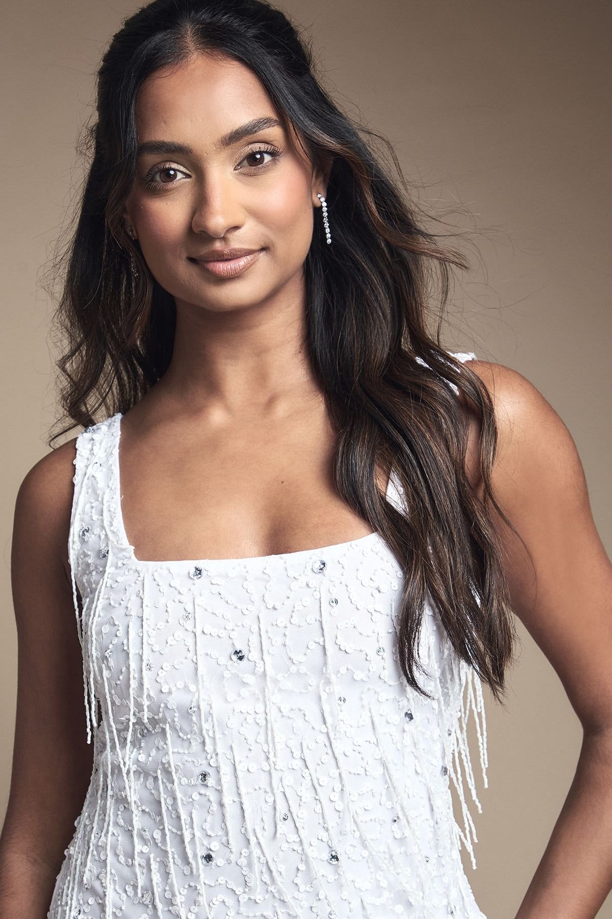 Coast Coast Women's Sequin & Fringe Embellished Bridal Mini Dress in Ivory - 4