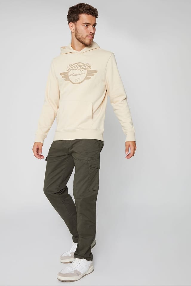 Threadbare Threadbare Men's 'Drill' Cotton Cargo Trousers With Stretch in Khaki - 3