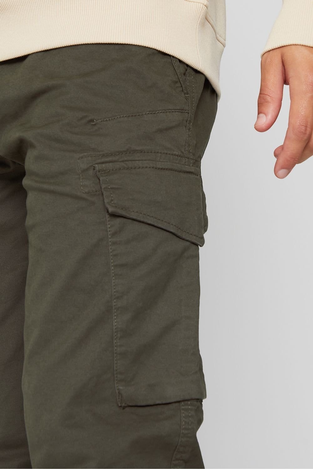 Threadbare Threadbare Men's 'Drill' Cotton Cargo Trousers With Stretch in Khaki - 4