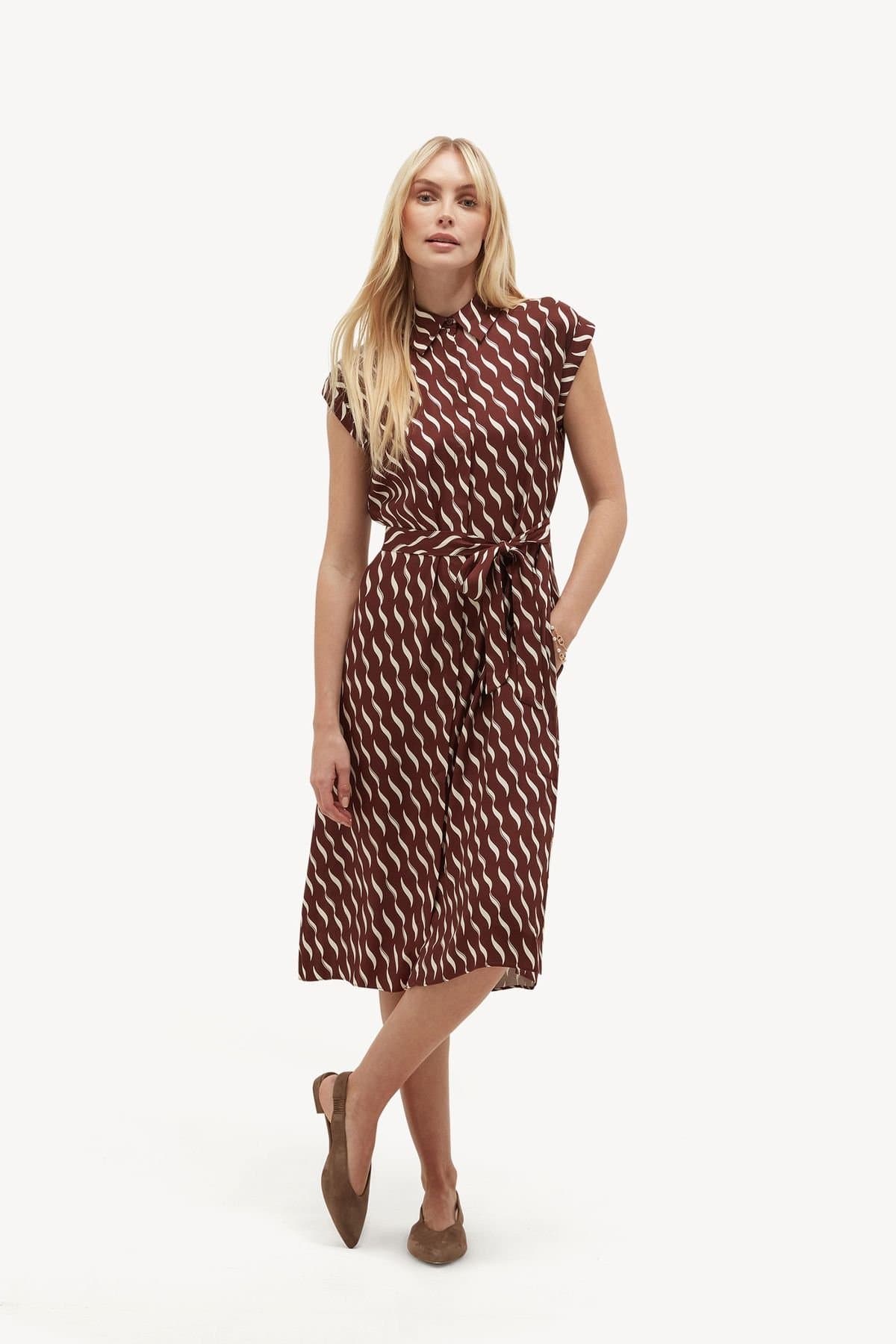 Hobbs London Hobbs London Women's Kalinda Belted Shirt Dress in Chocolate