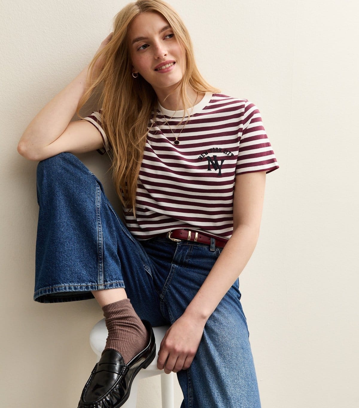 New Look Red Striped New York T-Shirt