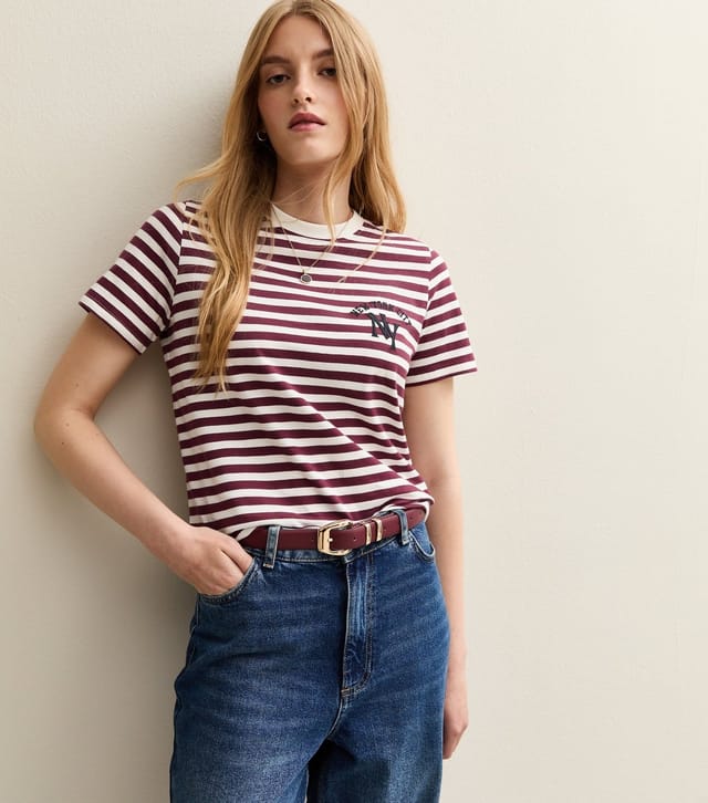New Look Women's Red Striped New York Print T-Shirt New Look - 3