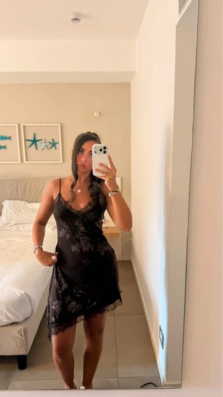 Bershka Brown flower pattern lace slinky asymmetrical dress