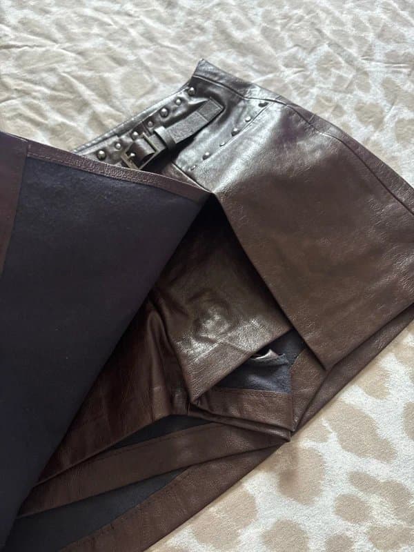 Bershka Bershka brown faux leather studded skort - Uk 4
