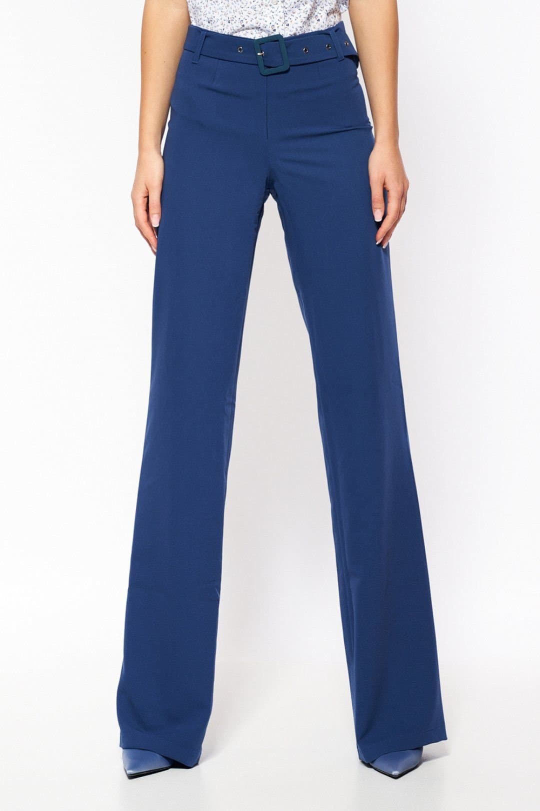 Love Lace Love Lace Women's High Waist Flared Trousers for Timeless Style in Blue