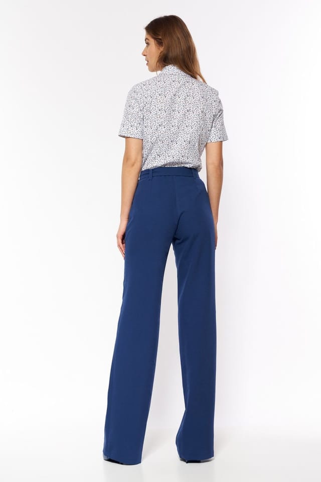 Love Lace Love Lace Women's High Waist Flared Trousers for Timeless Style in Blue - 3