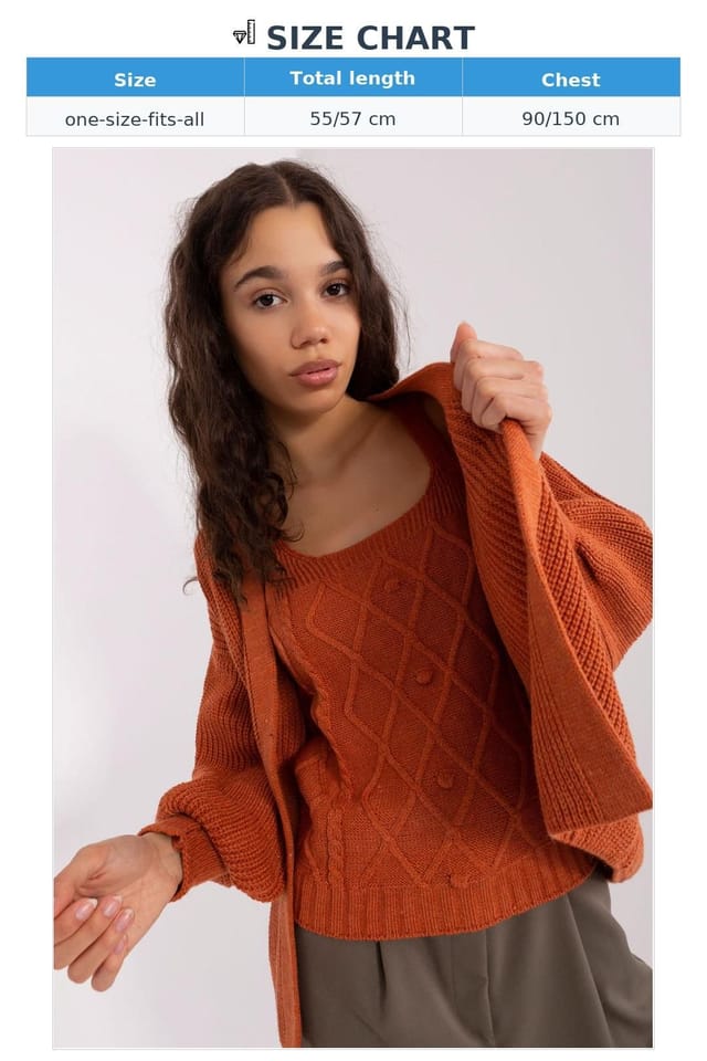 Love Lace Love Lace Women's Textured Strapless Top Cardigan Set in Orange - 3
