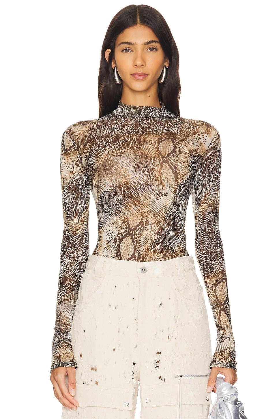 revolve Mesh Mock Neck Bodysuit