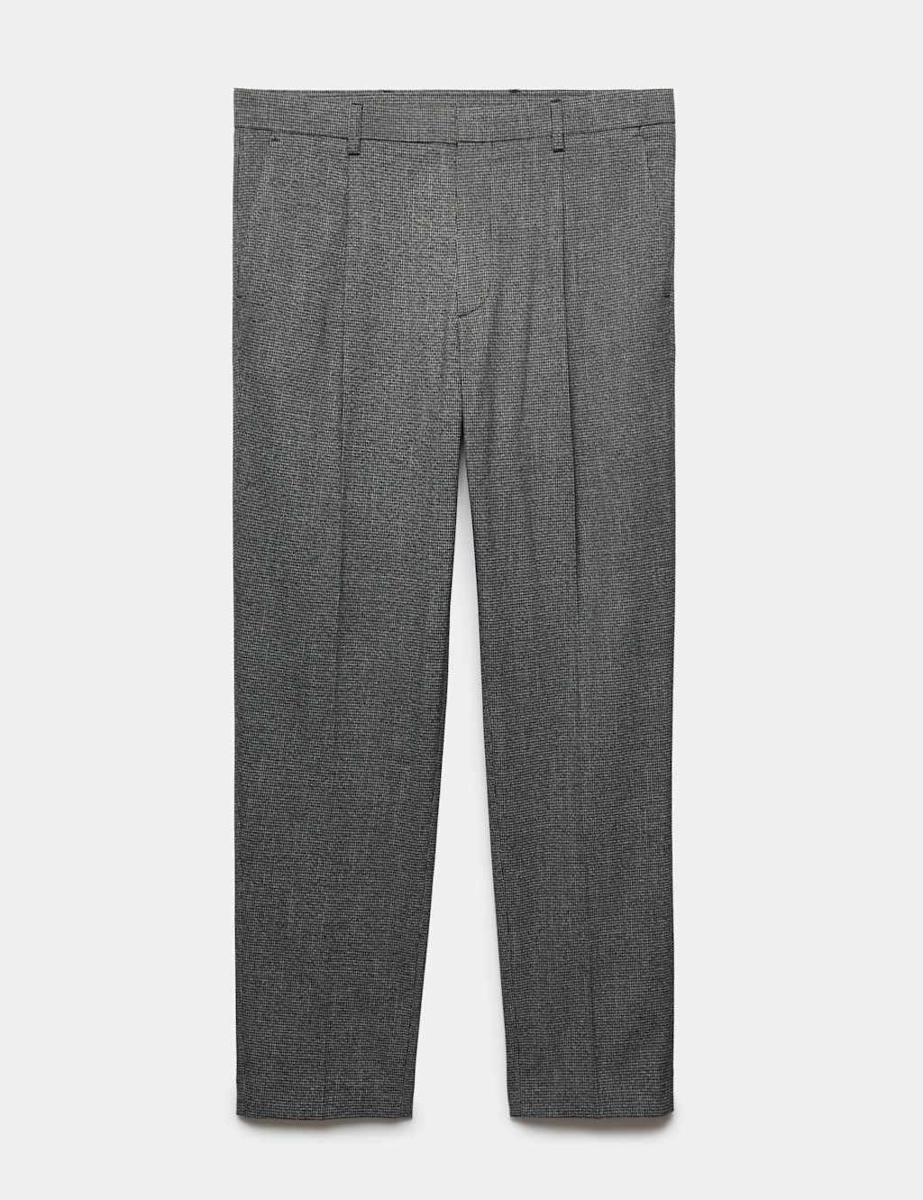 Marks & Spencer M&S Tailored Fit Puppytooth Stretch Trousers Grey Mix - 1