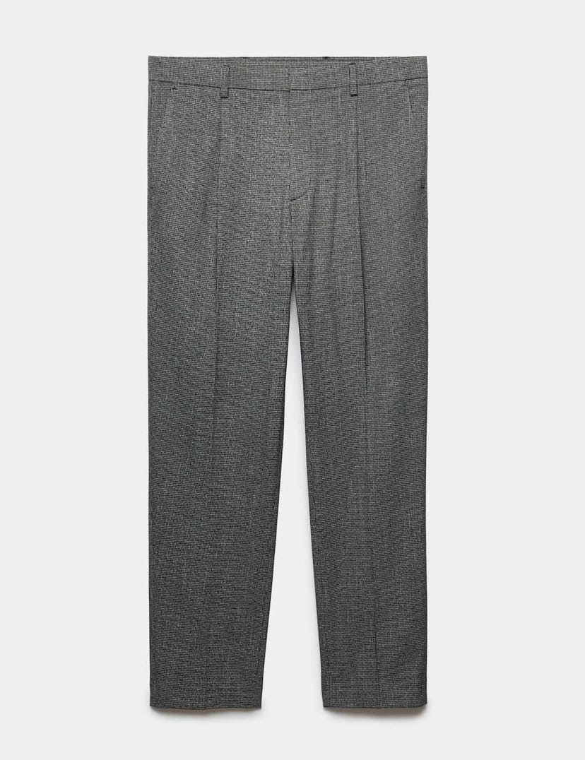 Marks & Spencer M&S Tailored Fit Puppytooth Stretch Trousers Grey Mix - 1