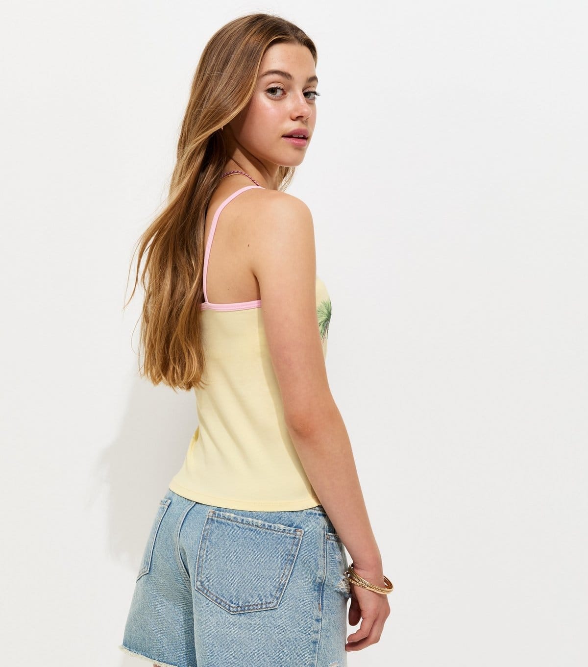 New Look Girls' Light Yellow Cotton Rich Malibu Dreams Contrast Trim Vest New Look - 4