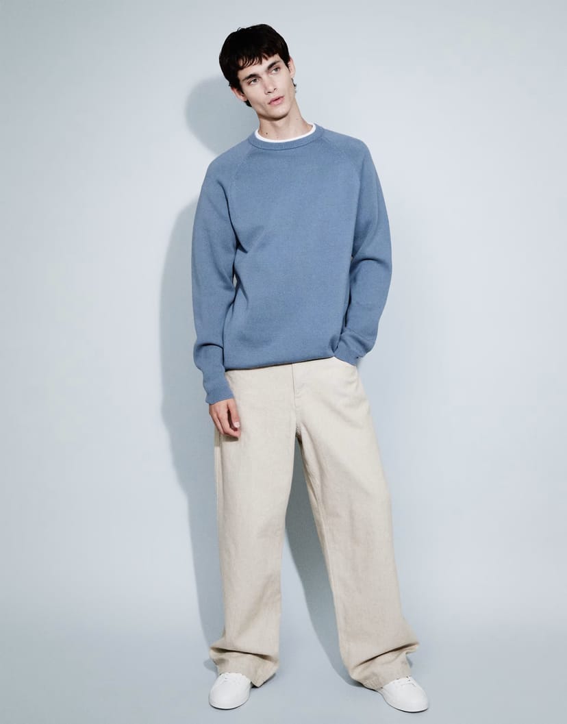 ASOS ASOS DESIGN relaxed compact knitted jumper in light blue - 1