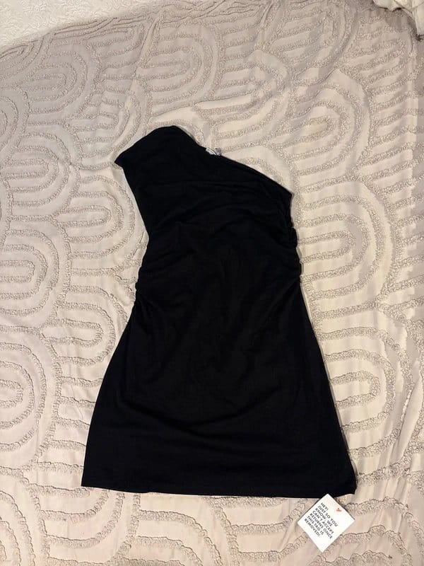 ASOS Black Ruched One-Shoulder Dress