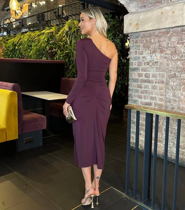 AX Paris Women's Dark Purple One Shoulder Midi Dress AX Paris New Look - 3