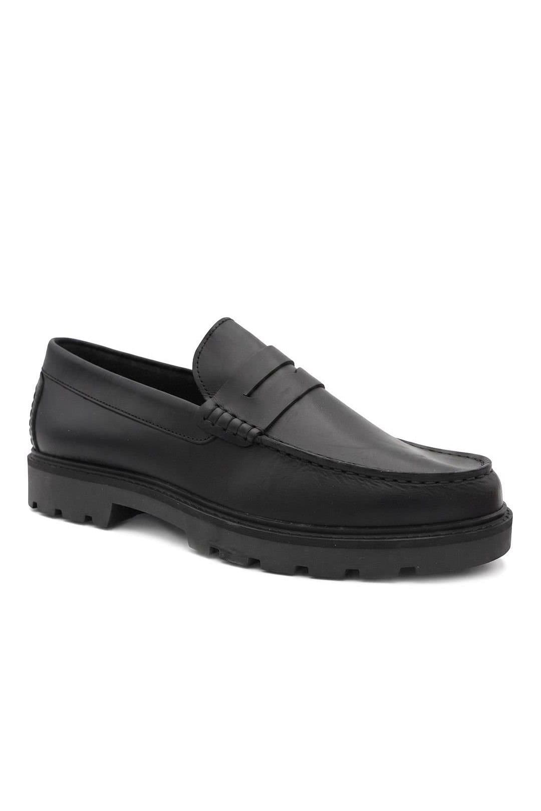Jones Bootmaker Jones Bootmaker Men's Peregrine Chunky Leather Penny Style Shoes in Black