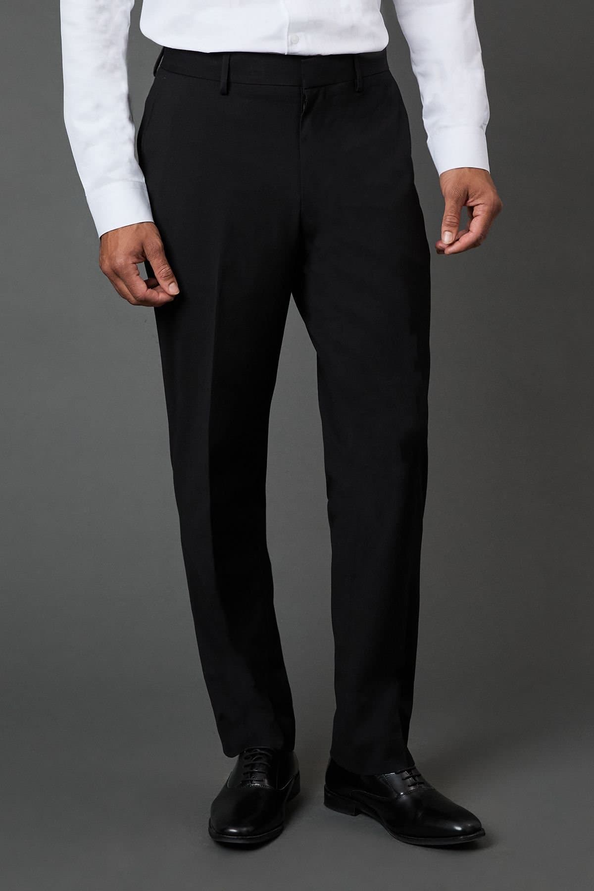 Burton Burton Men's Black Tailored Fit Essential Suit Trousers