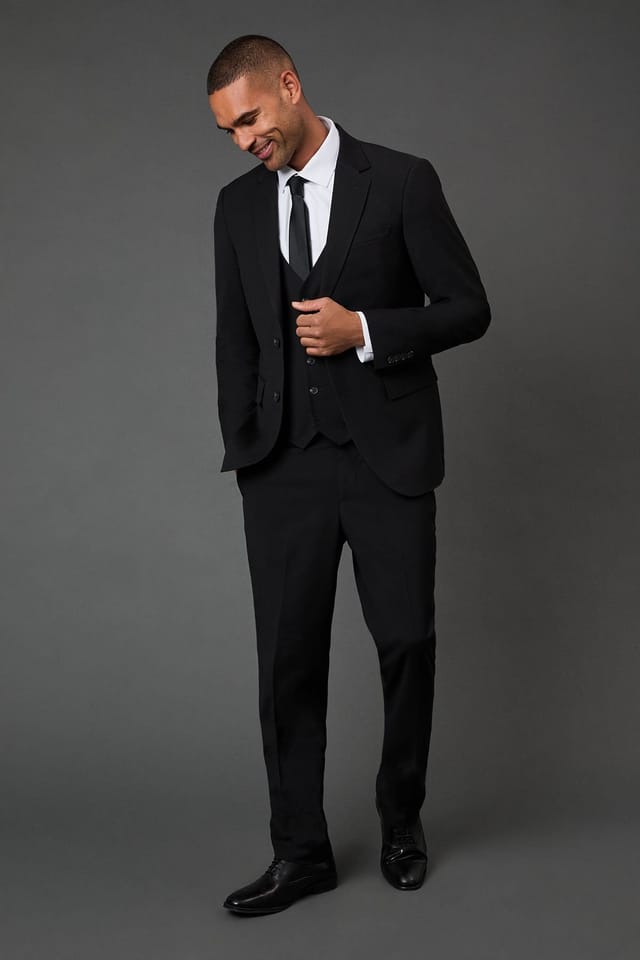 Burton Burton Men's Black Tailored Fit Essential Suit Trousers - 2