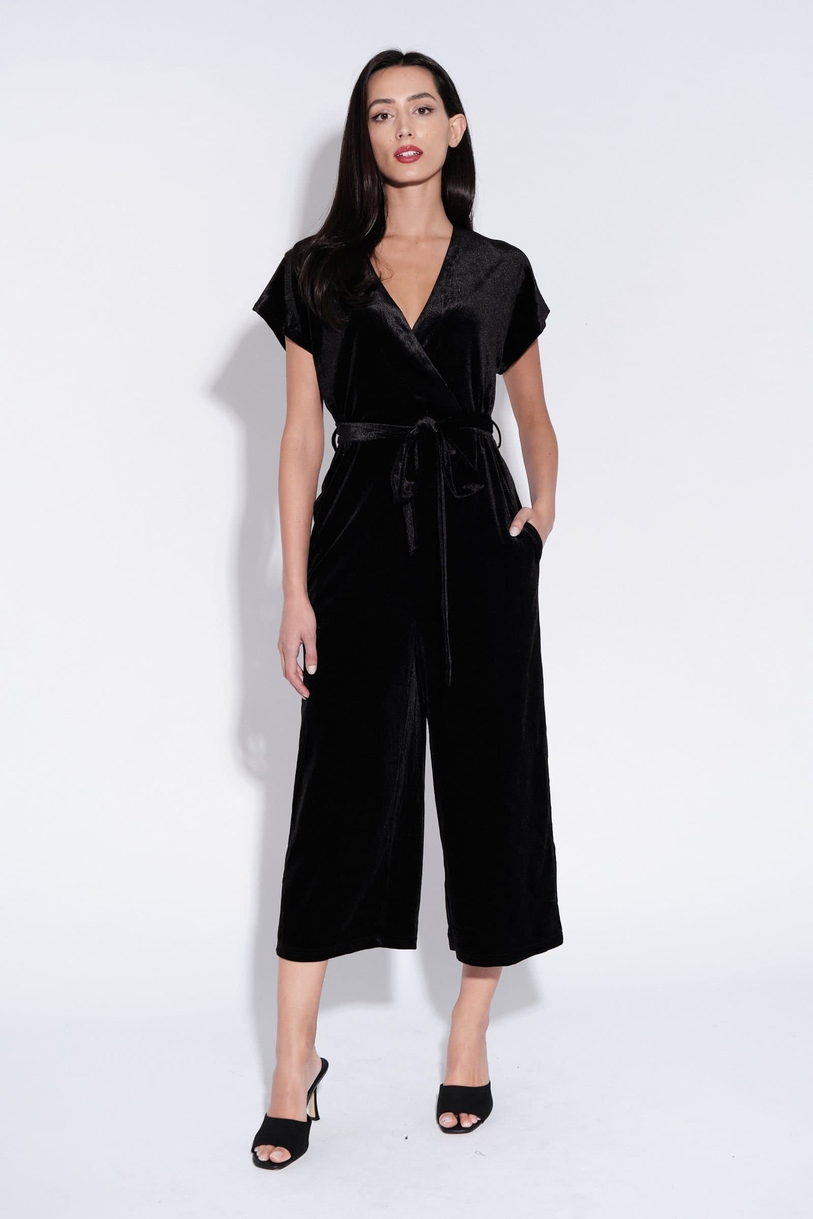 Louche Louche Women's Tiffany Velvet Jumpsuit in Black