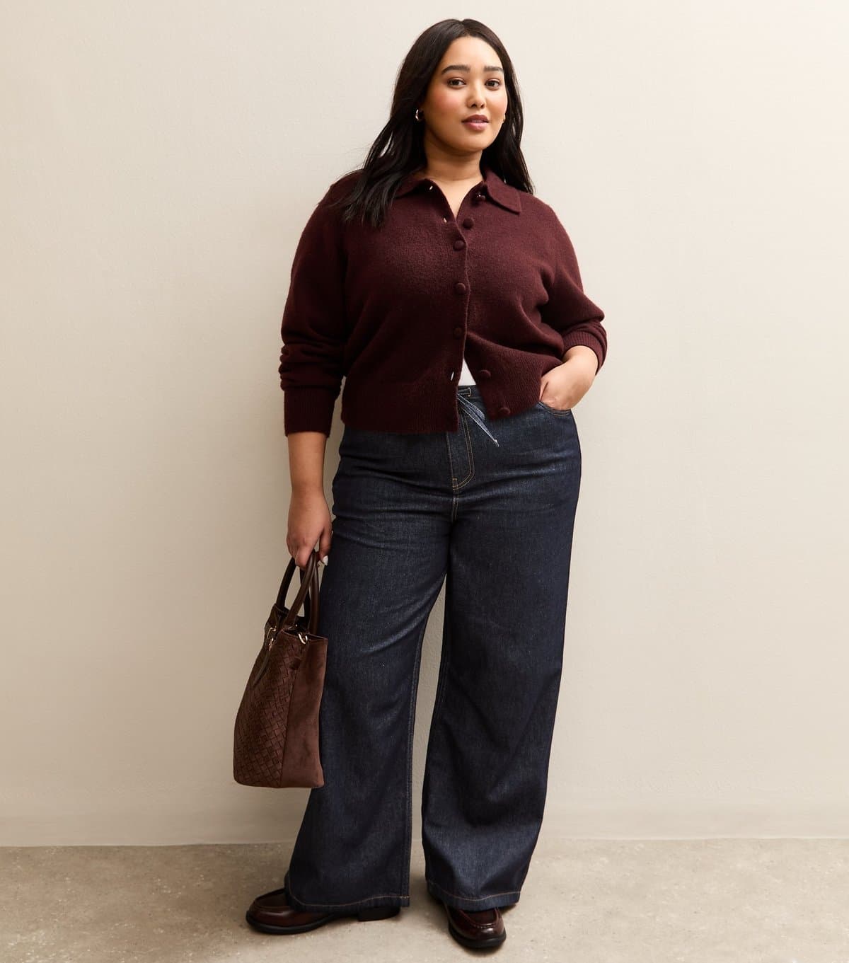 New Look Women's Plus Size Dark Blue Drawstring Waist Denim Jeans Curves New Look