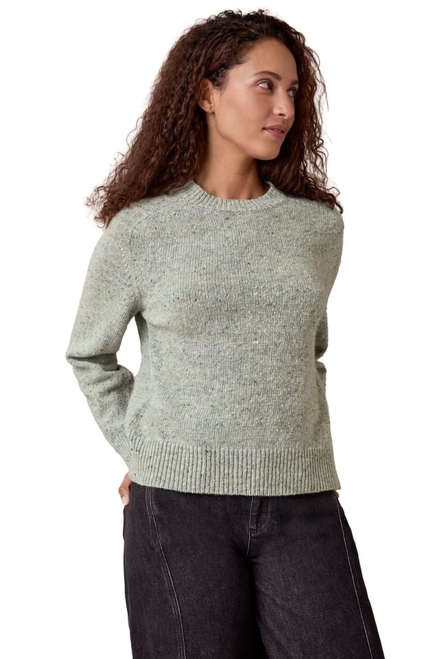 Celtic & Co Celtic & Co Women's Donegal Saddle Shoulder Crew Sweater in Pale Green - 3