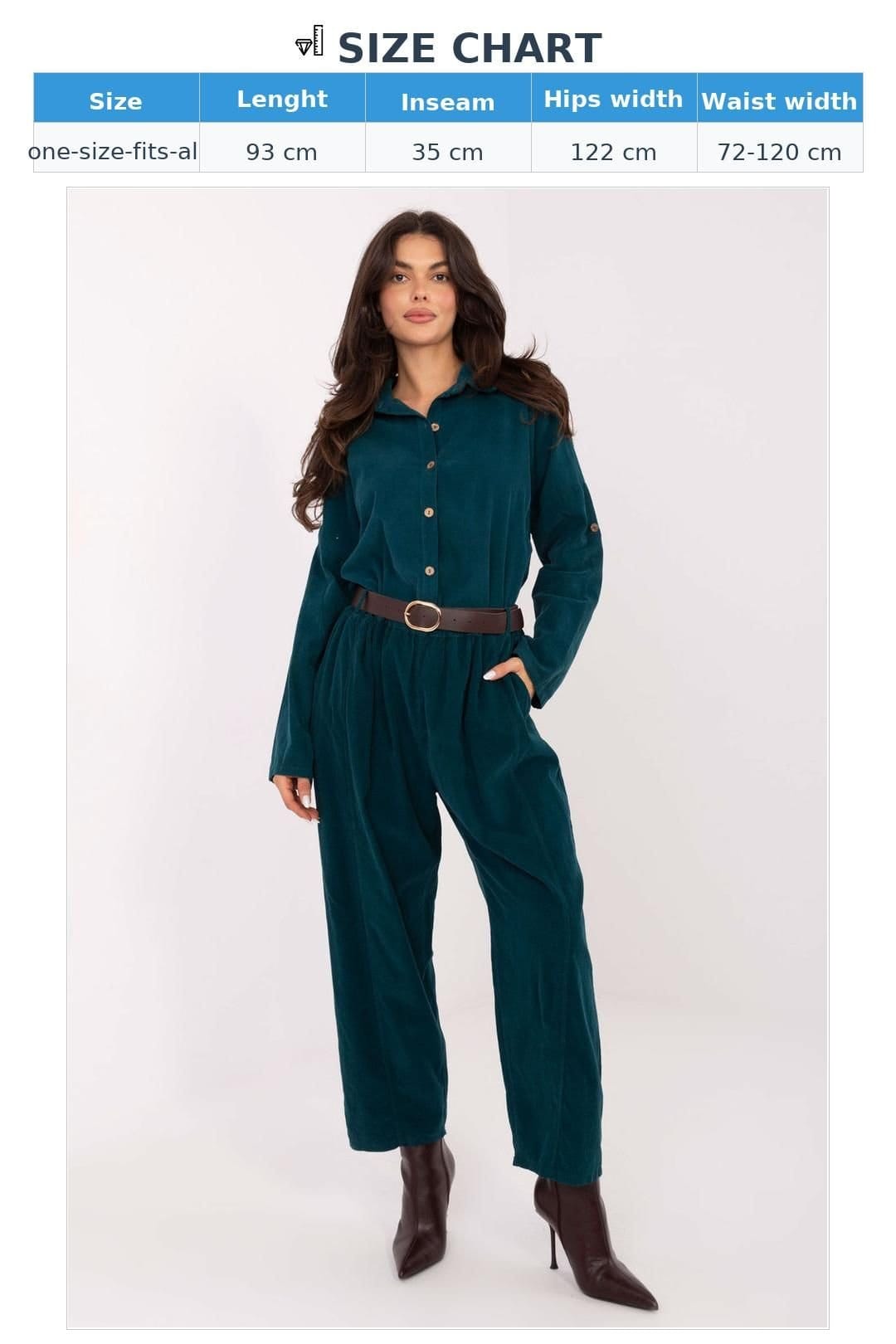 Love Lace Love Lace Women's Italian Corduroy Look High Waist Trousers in Green - 4