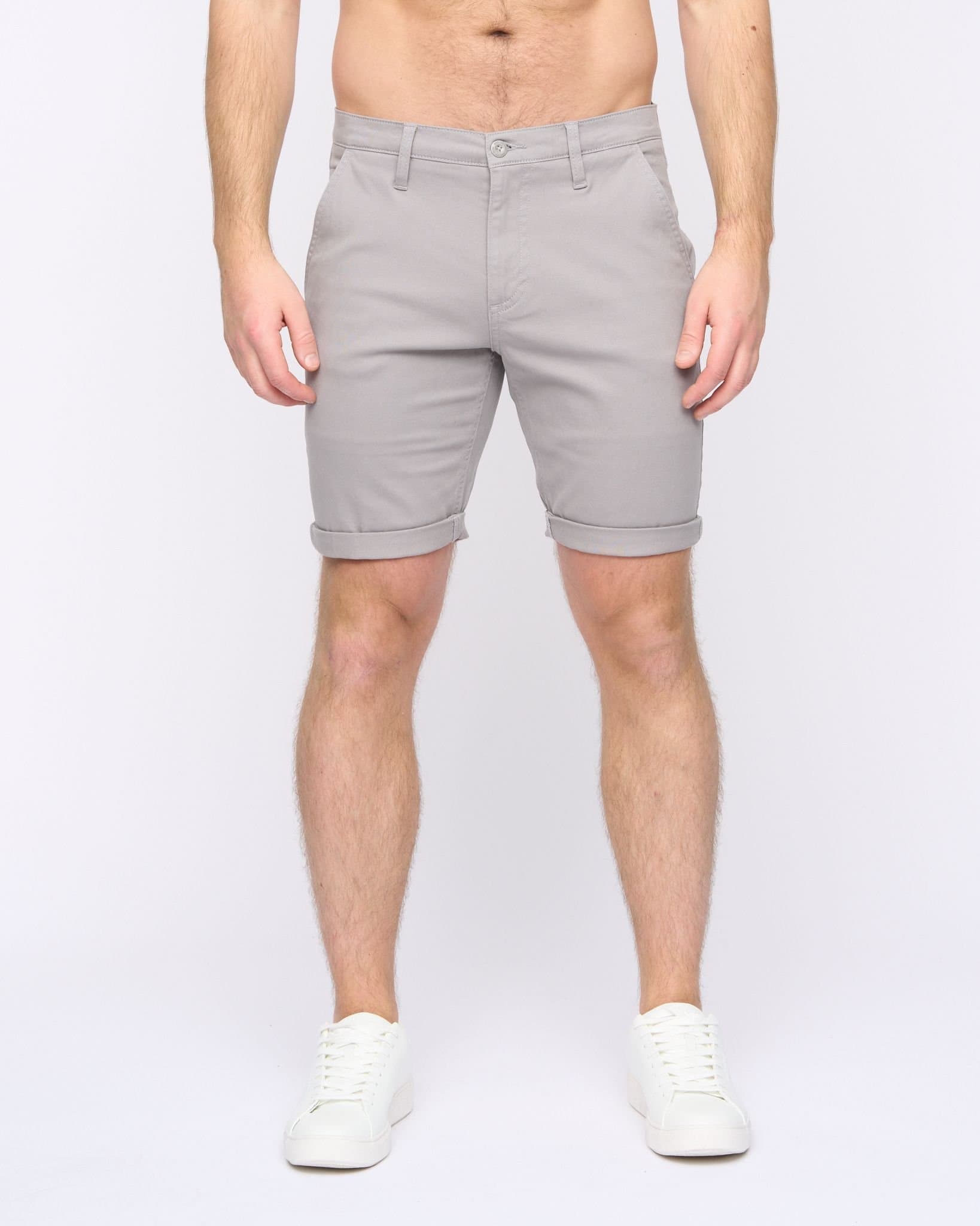 Duck&Cover Duck&Cover Moreshore Men's Lightweight Stretch Canvas Chino Shorts with Secure Penny Pocket in Light Grey
