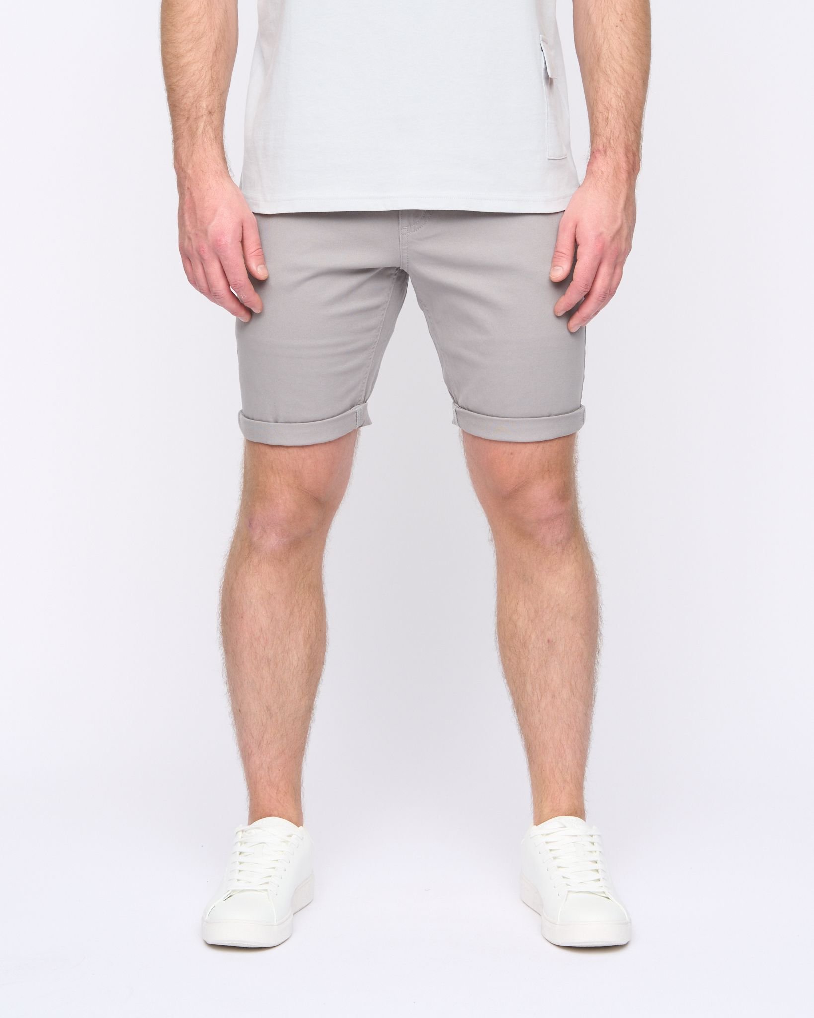 Duck&Cover Duck&Cover Moreshore Men's Lightweight Stretch Canvas Chino Shorts with Secure Penny Pocket in Light Grey - 3