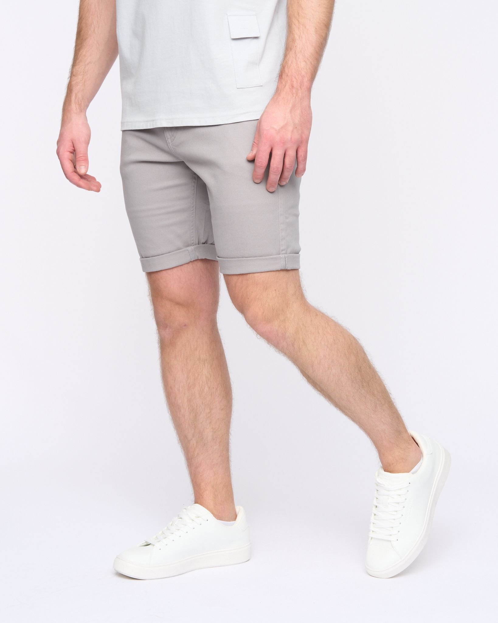 Duck&Cover Duck&Cover Moreshore Men's Lightweight Stretch Canvas Chino Shorts with Secure Penny Pocket in Light Grey - 4