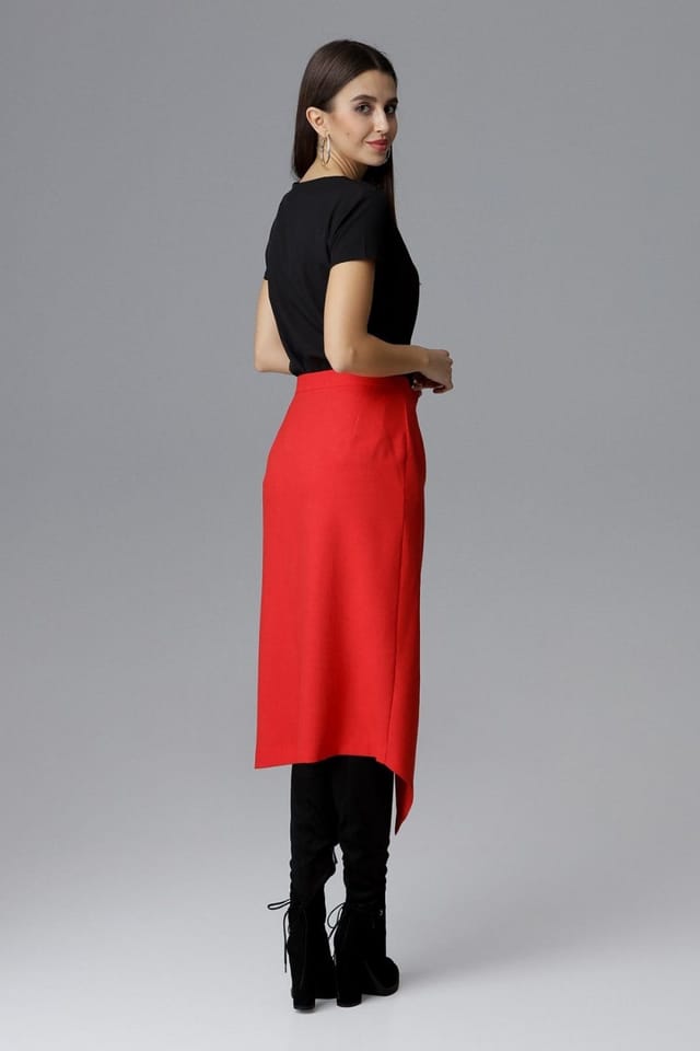 Love Lace Love Lace Women's Asymmetrical Left Tie Waist Skirt in Red - 2
