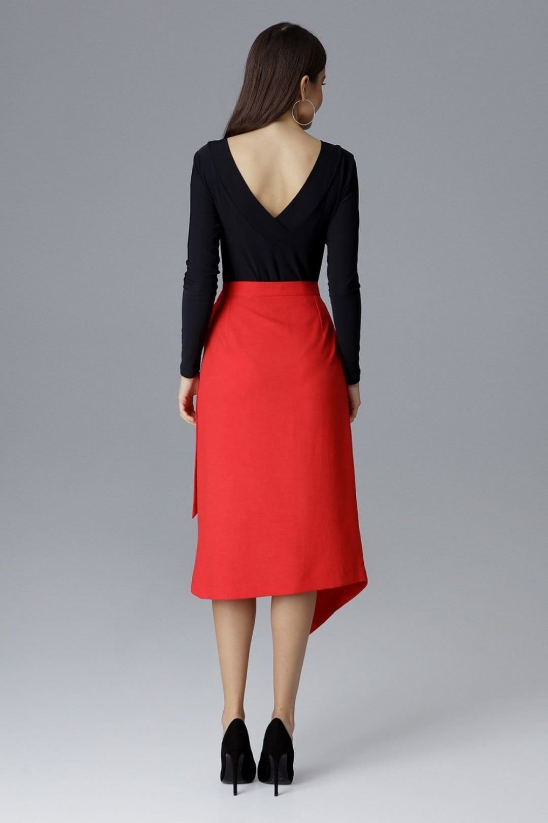 Love Lace Love Lace Women's Asymmetrical Left Tie Waist Skirt in Red - 4