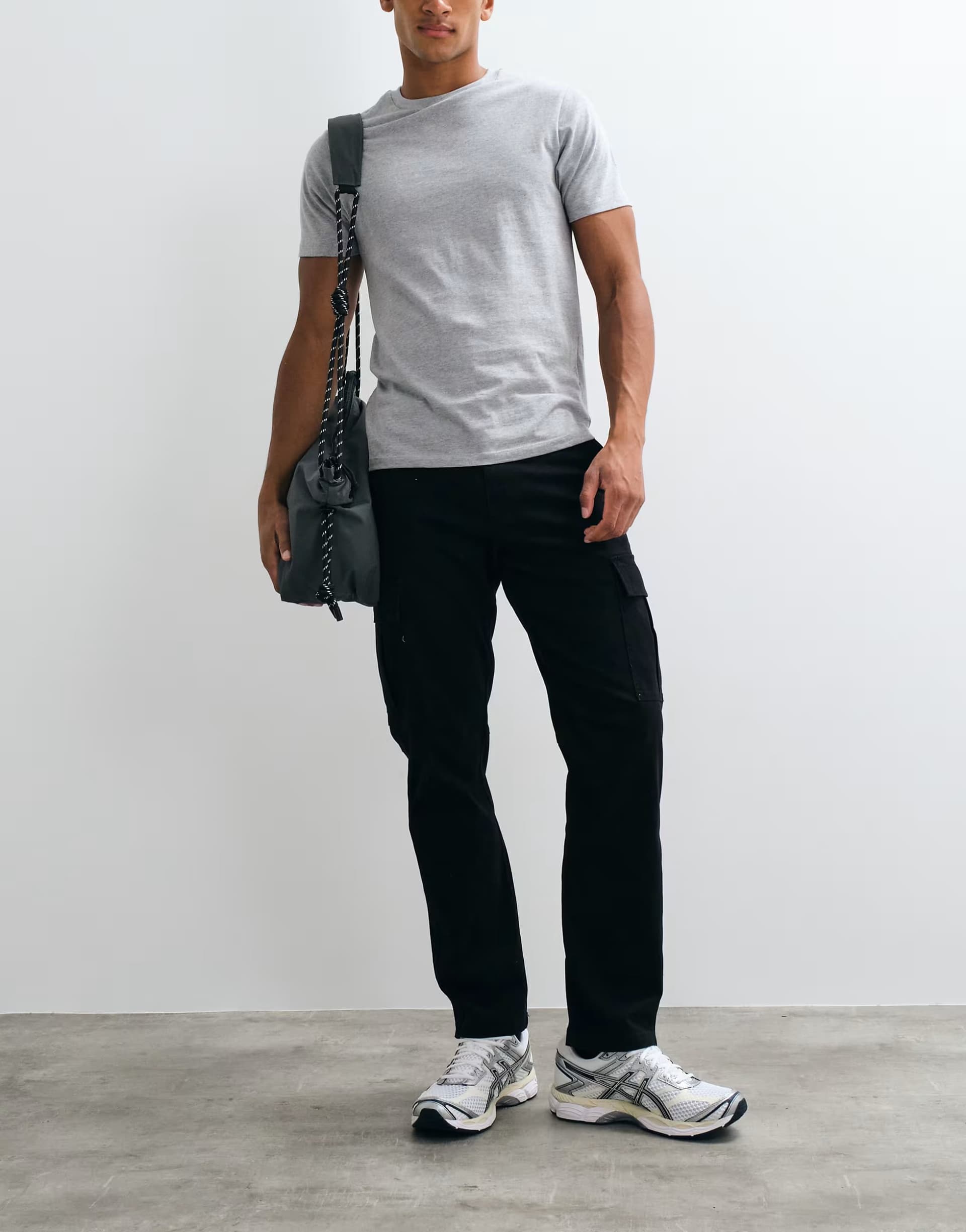 ASOS Jack & Jones straight cargo trousers in black