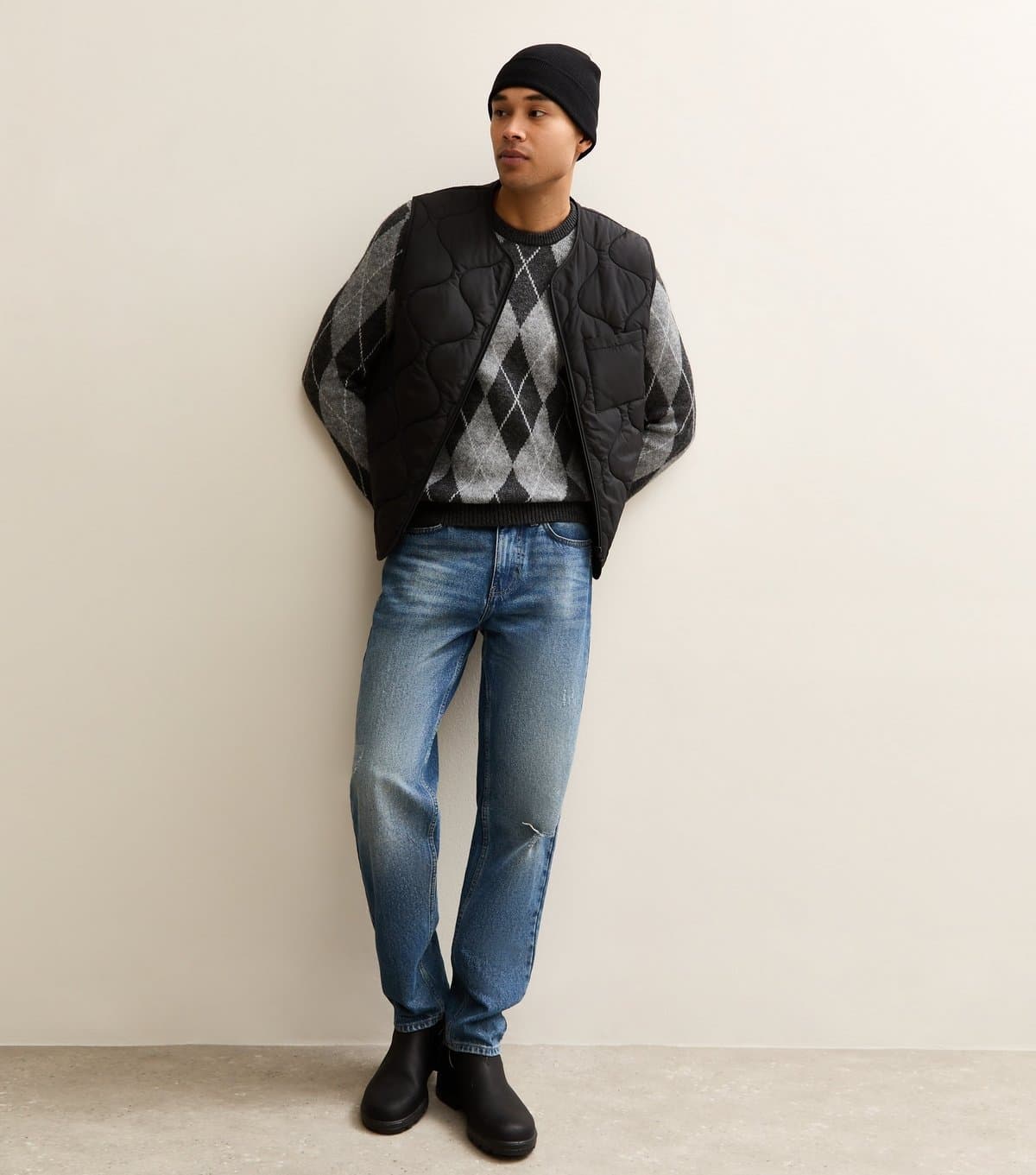 New Look Men's Black Regular Quilted Patch Pocket Gilet New Look