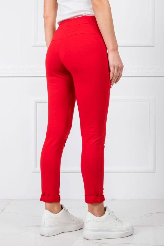 Love Lace Love Lace Women's Cotton Slim High Waist Sweatpants Track Trousers in Red - 3