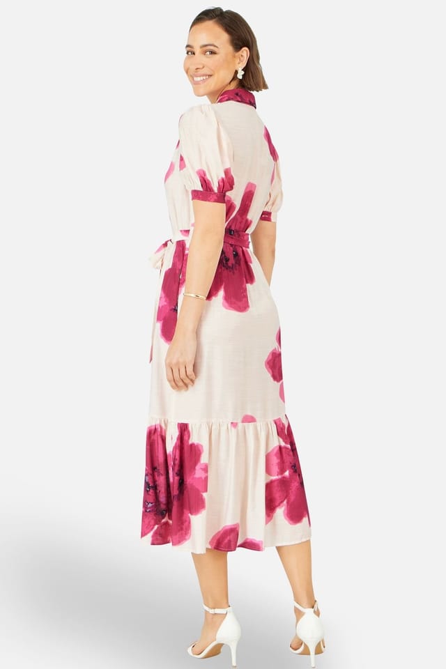 Yumi Yumi Women's Scattered Floral Shirtdress in Fuchsia - 3