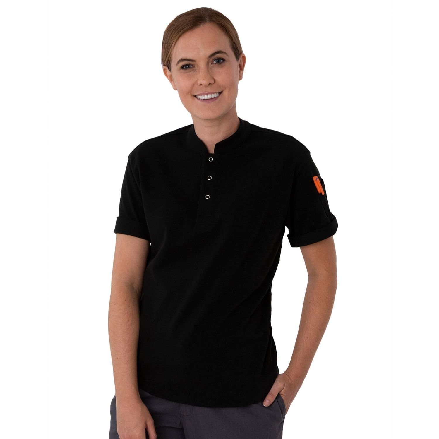 Le Chef Le Chef Men's Pique Chef Shirt in Black