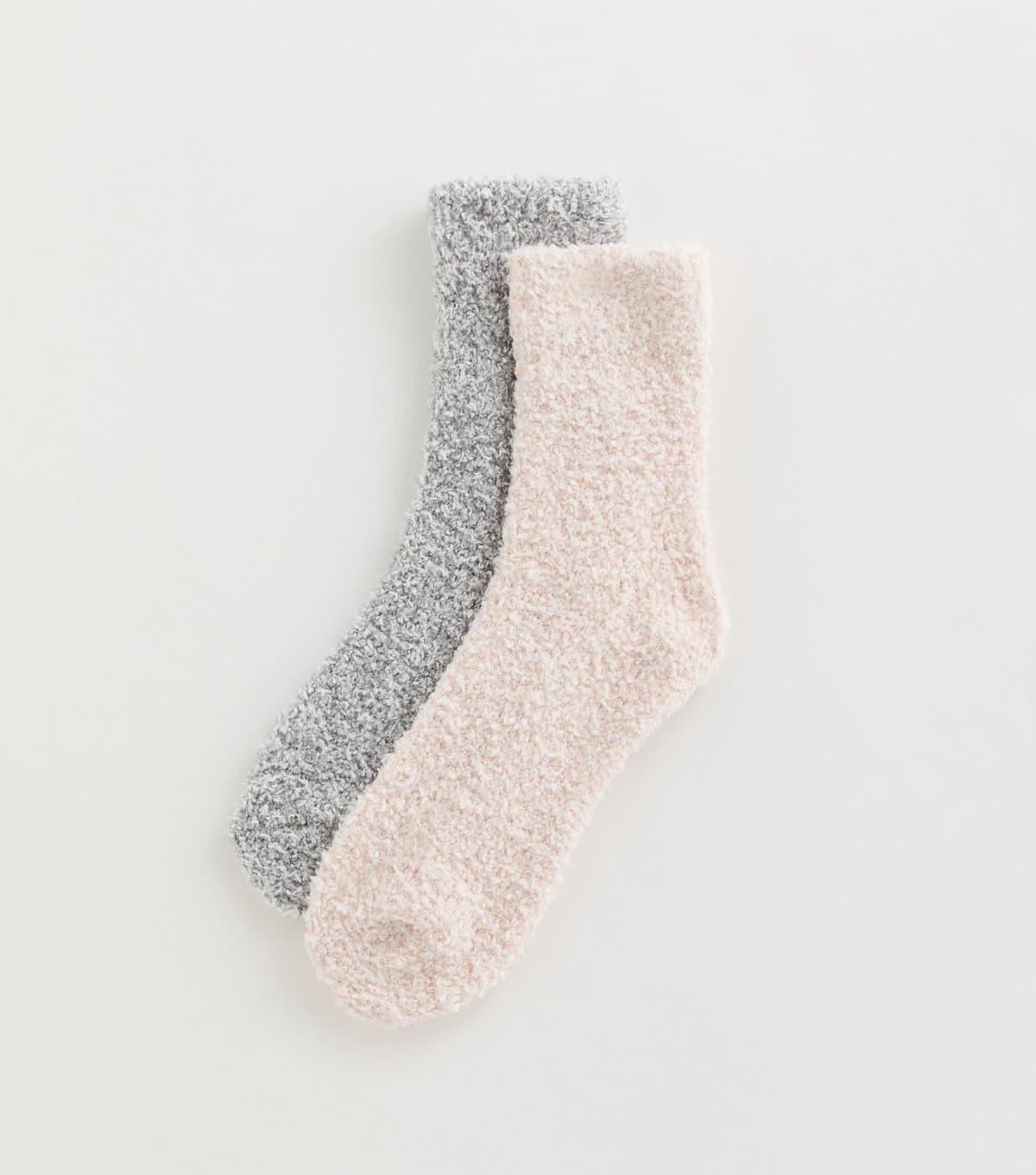 New Look Pack of 2 Pink and Grey Fluffy Ankle Socks New Look