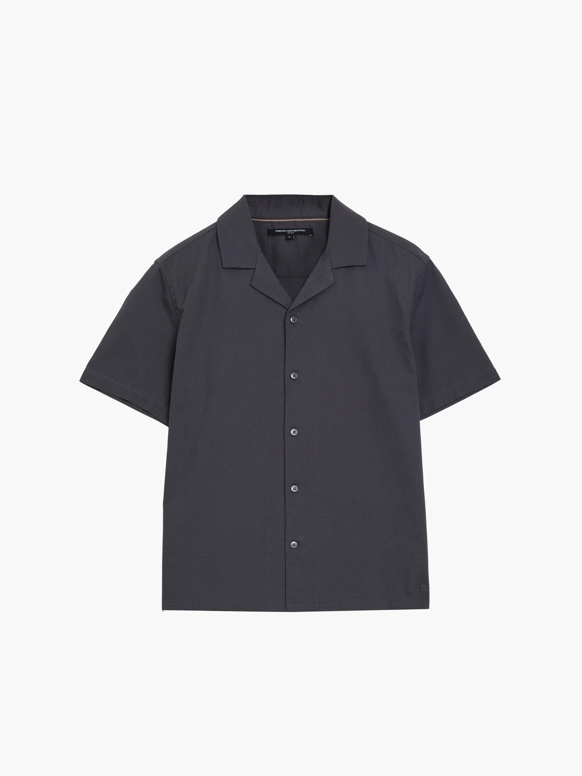 French Connection Short Sleeve Trapez Texture Dark Grey Holiday Shirt Dark Grey